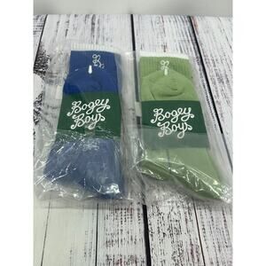 2-Pack Bogey Boys Unisex Classic Blue & Green Essential Crew Socks Long Size M/L